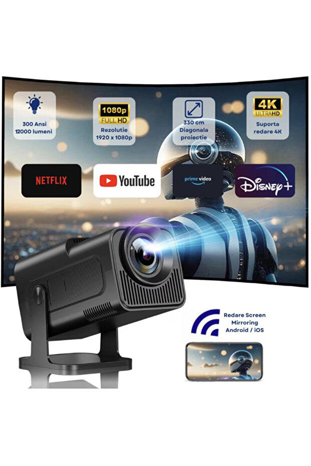 N2L Store® Portable Video Projector, Android 11, 4K, 12000 lumens, with 2 controllers included - 3