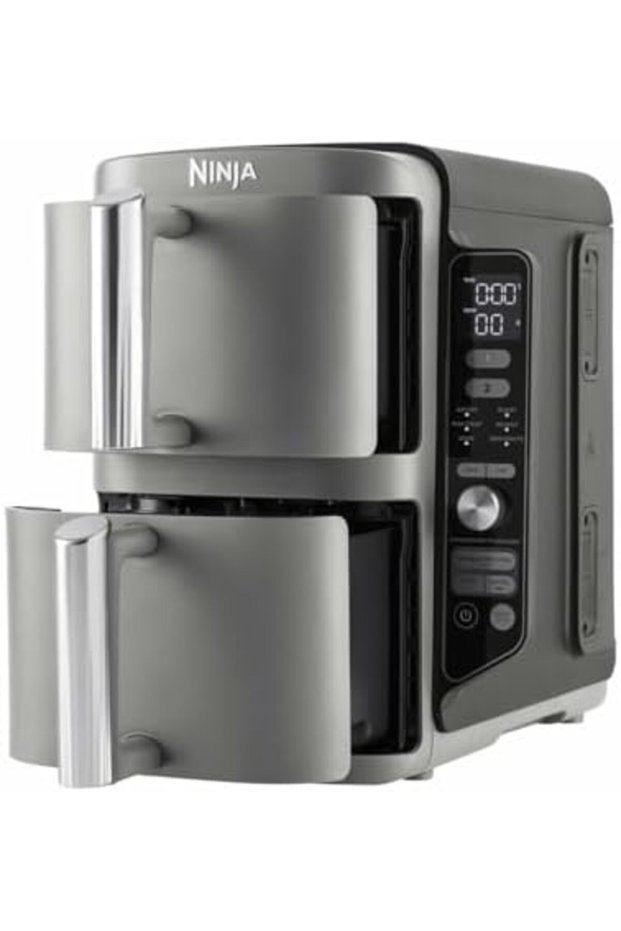 Double Stack XL Air Fryer, Vertical Double Box Air Fryer with 4 Cooking Levels, 2 Drawers and