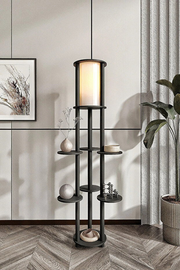 Volante Raflı Lambader Siyah, 1. Sınıf MDF ve PVC Başlık - 1