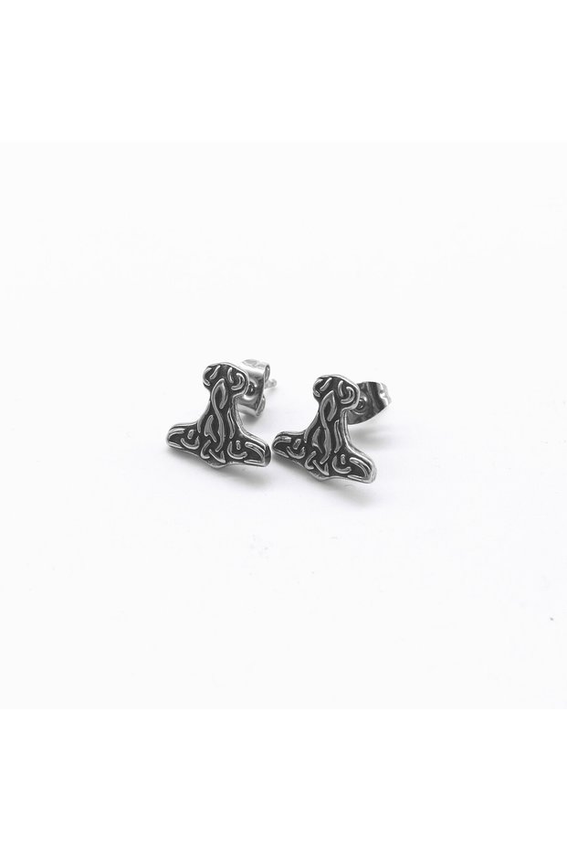 Nordic Mythology Thor 316L Stainless&Blackened Steel Earrings