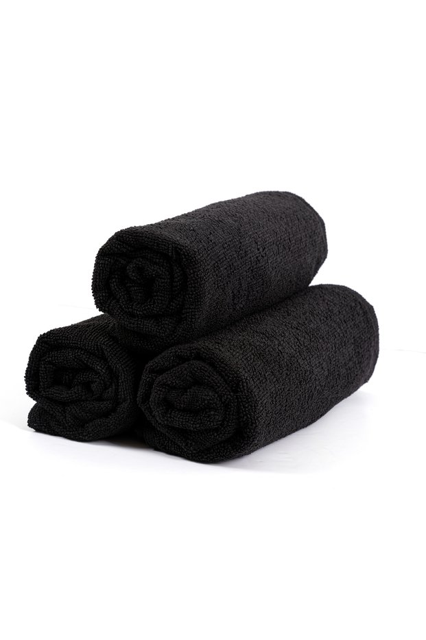 3 Pieces Black 50 X 90 cm Microfiber Hand Face Hairdresser Barber Athlete Towel Does Not Retain Stains and Hair Dye
