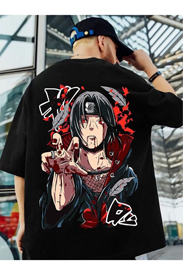 Oversize Printed T-Shirt, Oversize Unisex Black T-Shirt