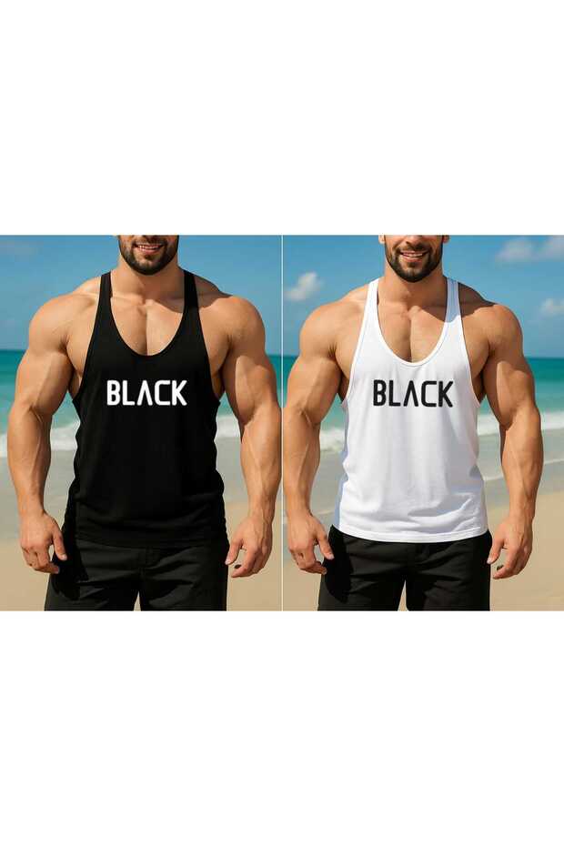 2-Pack Men's Sports and Leisure Athlete Sweat-Proof Vacation Comfortable and Stylish Zero-Sleeve New Style New Trend T-Shirt