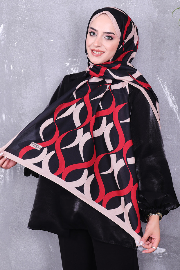 شال منقوش من القطن الناعم - 1