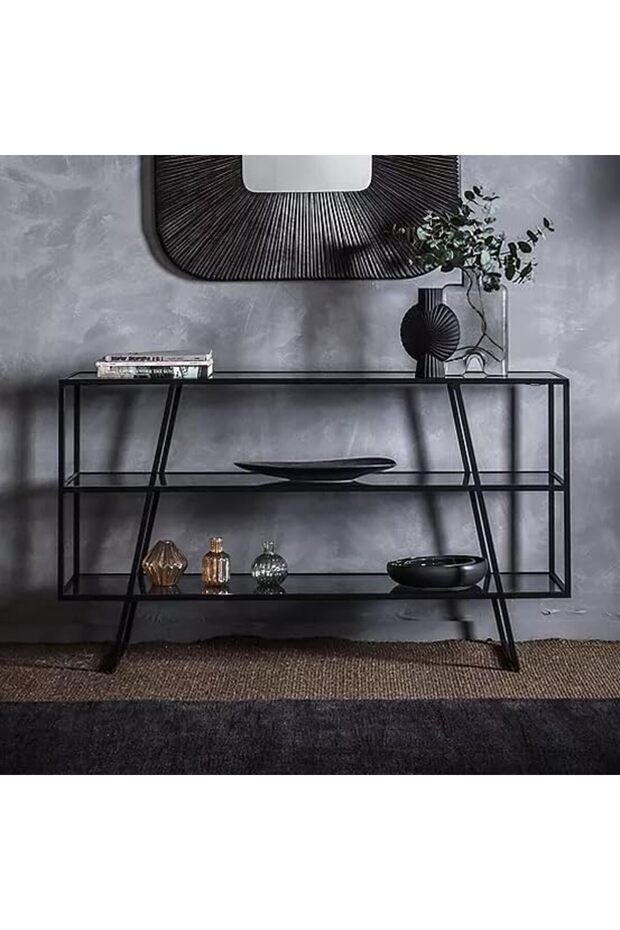 FFD Console Table 3 Layer Glass Shelve Pre Assembled Console Table Entrance Modern Media Console
