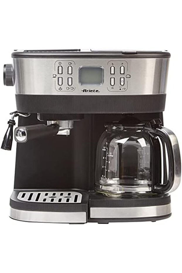 2 In 1 Espresso + Drip Coffee Maker Machine, with Steam Function at 20 Bar, LCD Display, 4h W - 4
