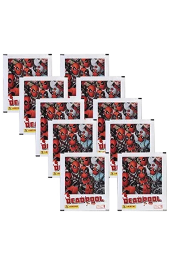 مجموعة ملصقات Marvel Deadpool Panini المرخصة مكونة من 10 عبوات (40 ملصقًا + 10 بطاقات)