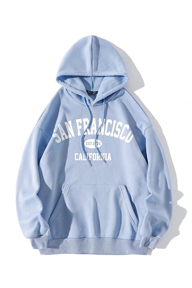 'Plus Size' Hooded San Francisco Printed Oversize Sweatsihrt