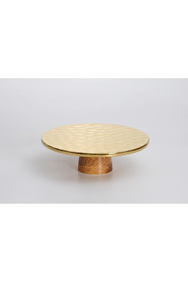 Beth & Lily – Naya Rustic Wood & Gold Cake Stand | Luxury Dessert Pedestal | Eid Celebration | UAE GCC