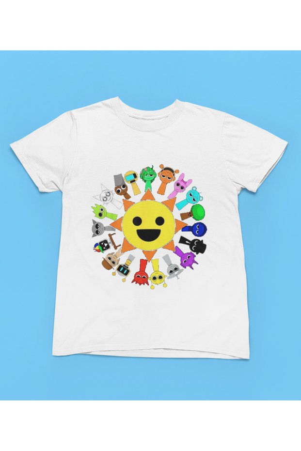 Sprunki Printed Cycling Collar 100% Cotton Children's and Youth Tshirt