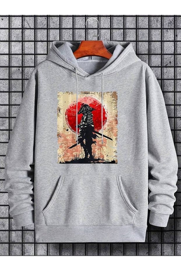 Unisex Ninja Printed Oversized Winter 3 Thread 100% Cotton K Hooded Sweatshirt Hoodie