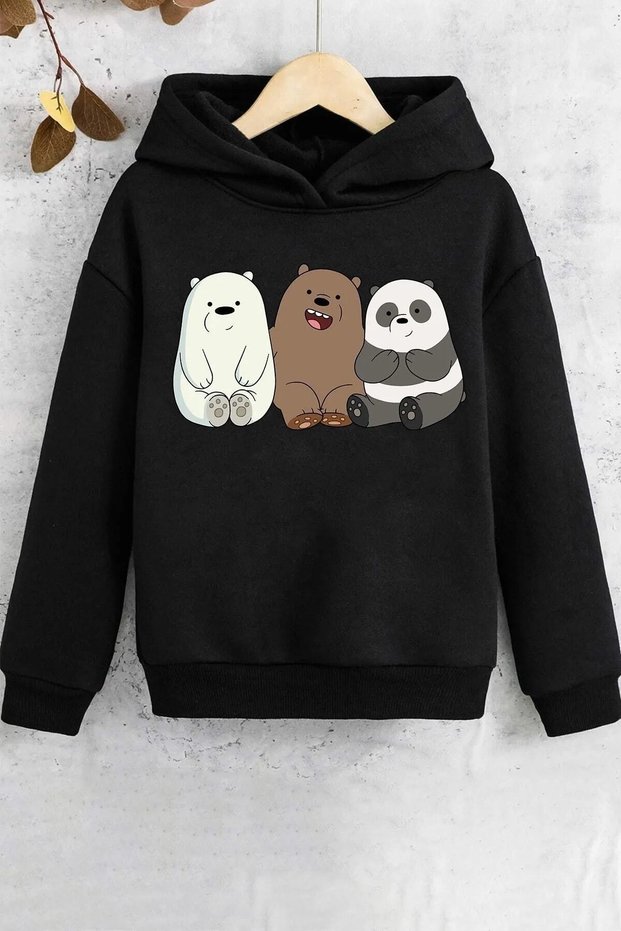3 Friends Panda-Teddy Bear Printed Oversize Hoodie - Girl - Boy Hoodie