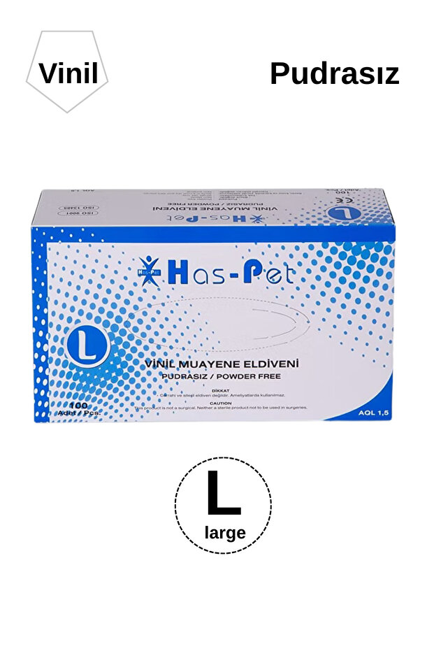 Haspet Vinyl Powder-Free Gloves Large Size