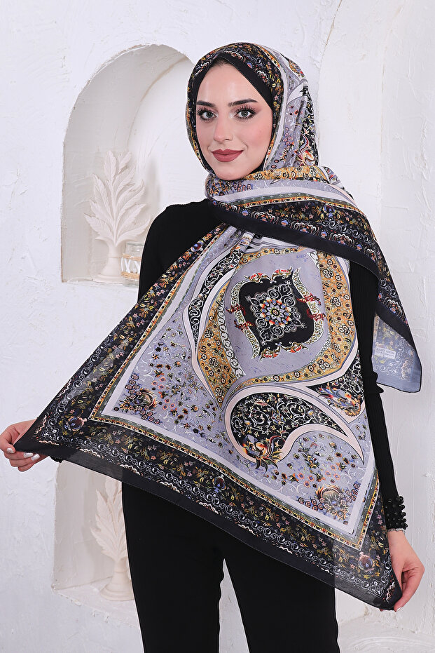 Soft Pamuk Desenli Şal - 1