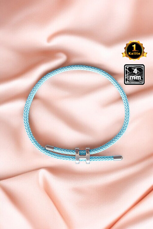 Mesh Coated Steel Bracelet - Light Turquoise Silver