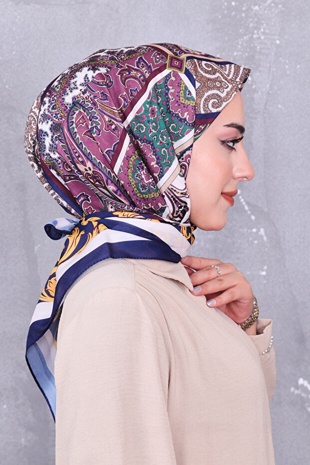 وشاح منقوش من القطن الناعم - 4