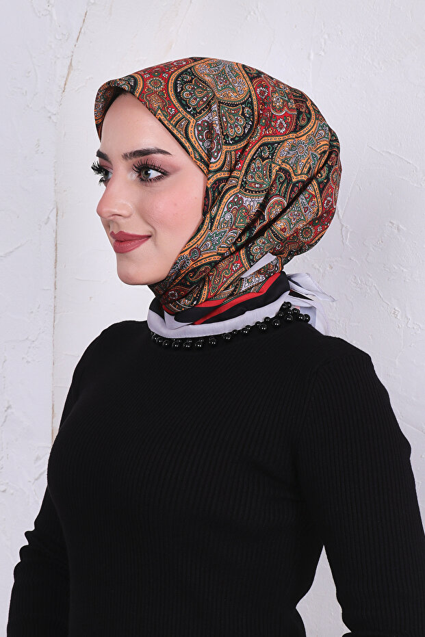 وشاح منقوش من القطن الناعم - 4