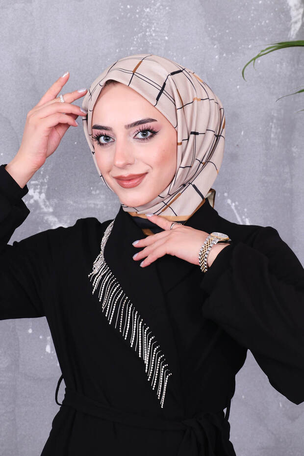 وشاح منقوش من القطن الناعم - 4