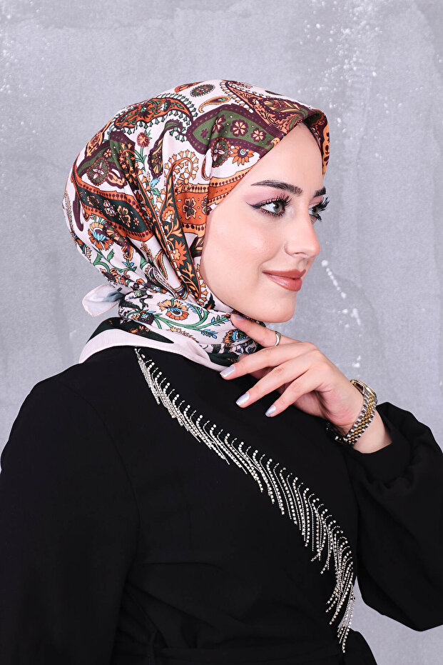 وشاح منقوش من القطن الناعم - 4