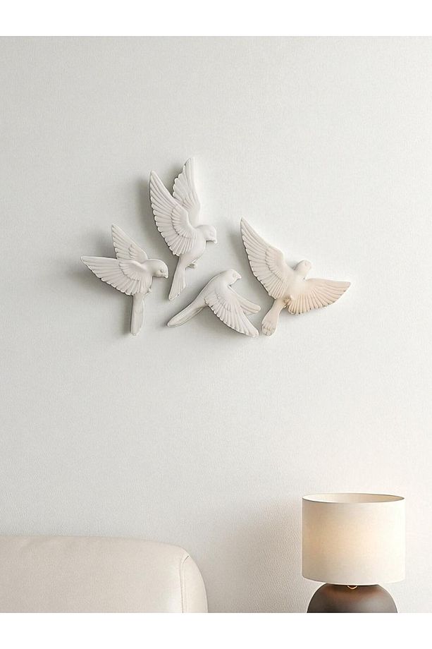 3D Kuş Figüleri 4 lü set Dekoratif Duvar Süsü Sanatı Ve Ev Dekorasyon, Hediyelik Eşya, Özel Tasarım - 6