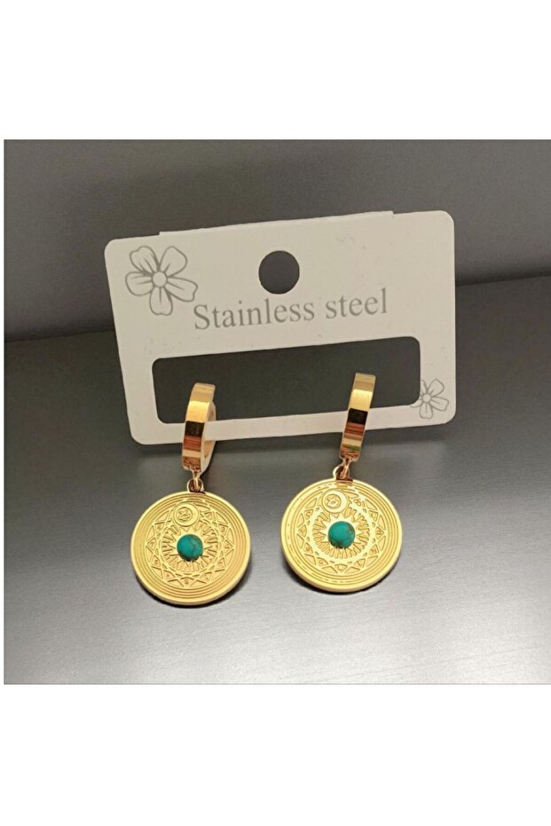 Women's Turquoise Stone Steel Earrings