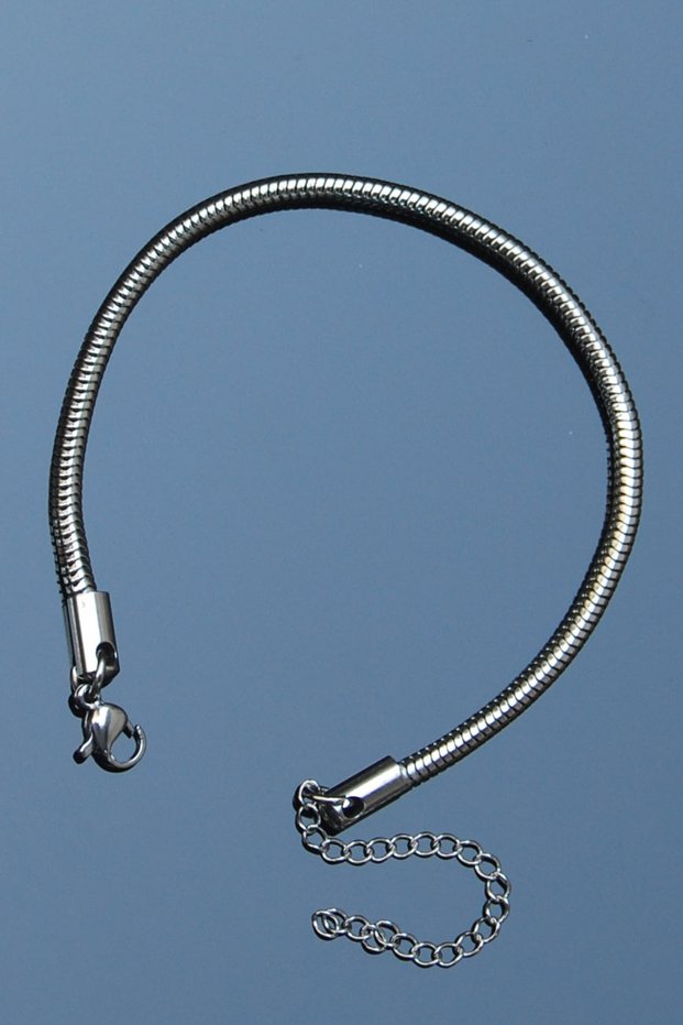 Steel Italian Round Snake Bracelet 4 mm Silver Color | Non-Blackening, Unisex, 2 Years Warranty