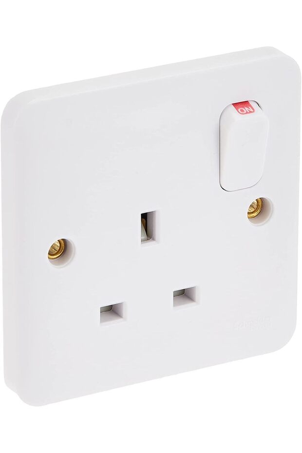 Lisse UK Standard Switch Socket White, 1 Gang 13A 86×86 mm, BS 1363-2 Standard