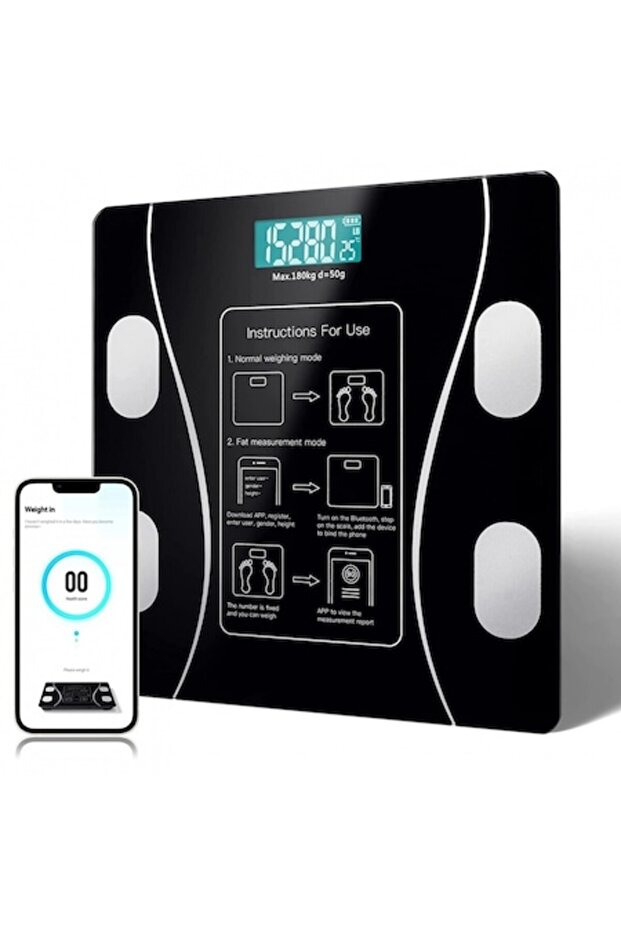 Cântar electronic inteligent Bluetooth, negru - 1