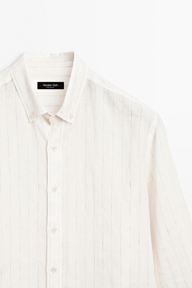 İnce çizgili regular fit gömlek - 6