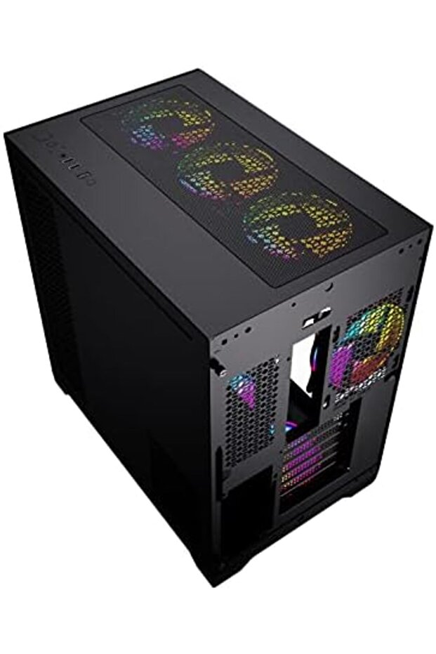صندوق كمبيوتر للألعاب Bullet-07 ATX Mid Tower من Twisted Minds مع 6 مراوح ARGB LED، 4 منها متضمنة، مزامنة - 5