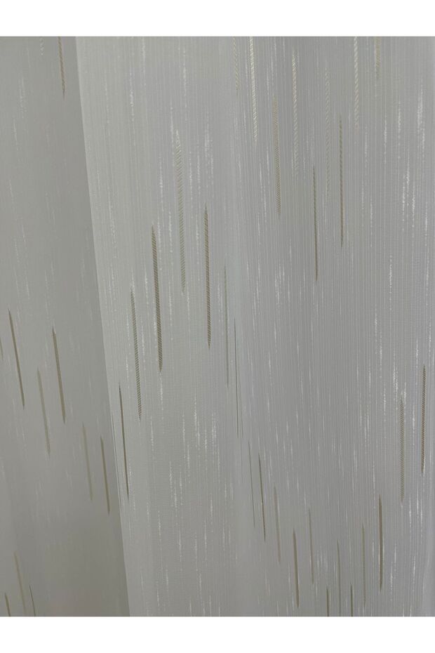 White curtain, mechanically embroidered, with rejansa, white/cappuccino, "Game of lines" by Liz Line PD051 - 4