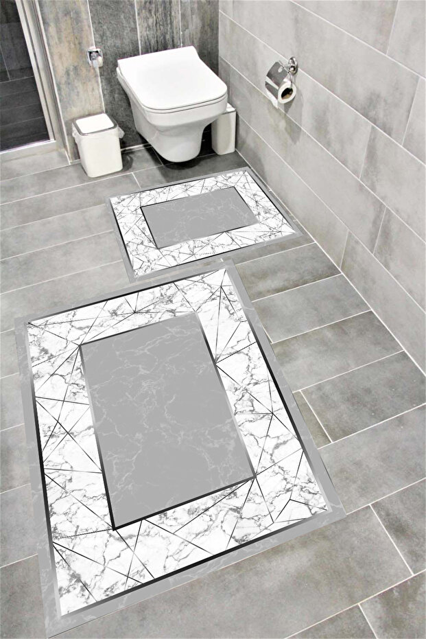 Water Resistant Digital Printed Bath Mat Set with Non-Slip Base