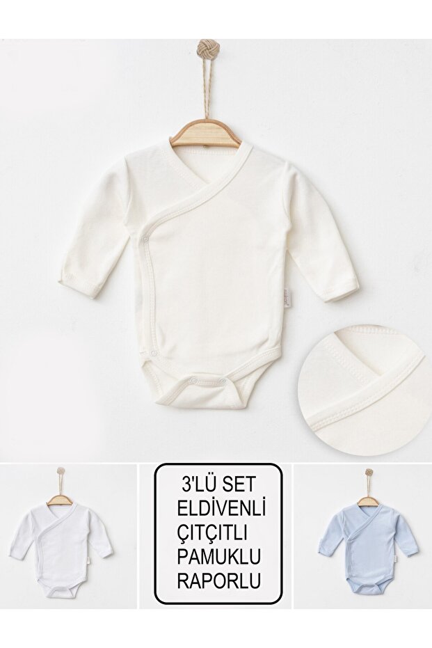 Newborn Baby Cotton Self-Gloved Reported Long Sleeve Double Breasted Badi 3-Piece Zibin Set