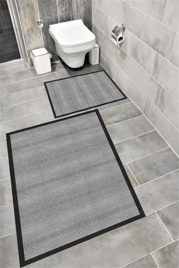 Water Resistant Digital Printed Bath Mat Set with Non-Slip Base