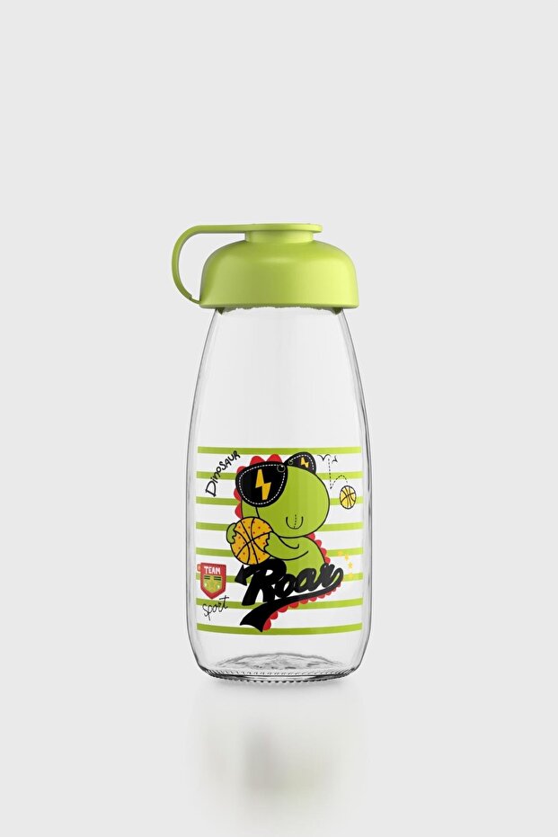 Milky Kids Patterned 250 ml Glass Bottle 182056 Green
