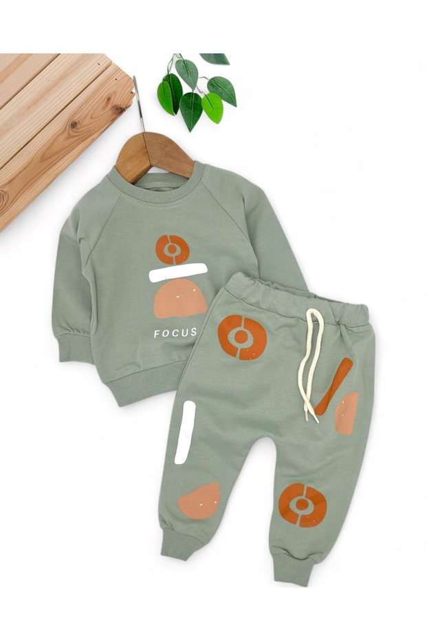 Baby Boy Seasonal Focus Printed Sweatshirt and Bottom 6-9-12-18-24 Months Stylish Baby Set