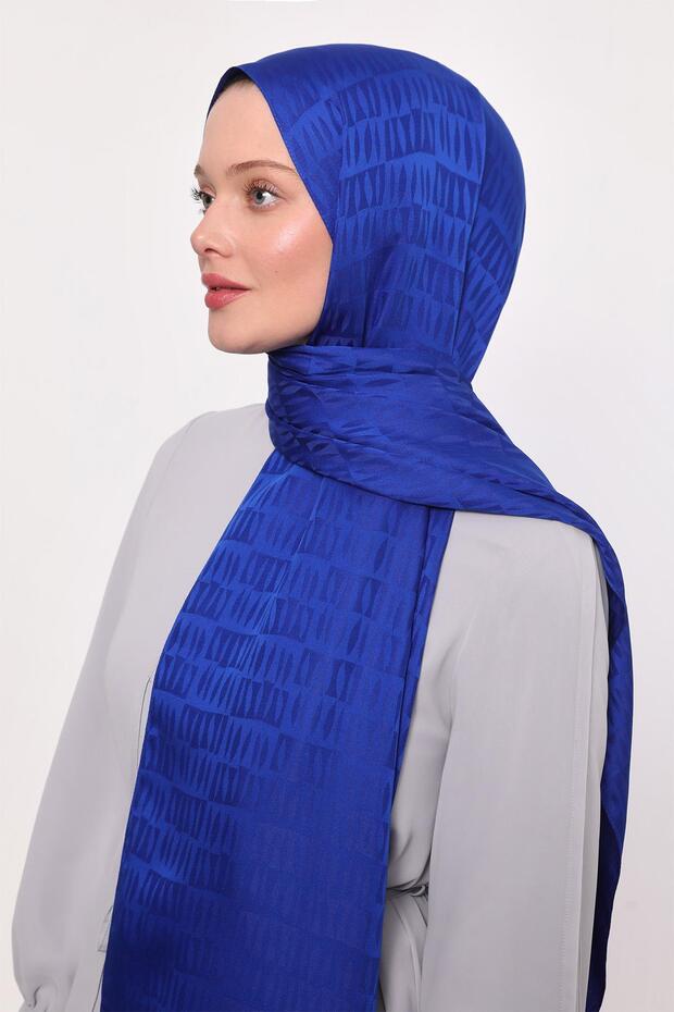 Cobalt blue Drop Pattern Blue Jacquard Shawl