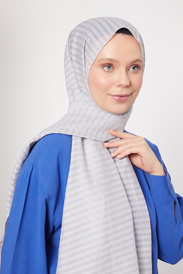 Light Gray Striped Shinga Shawl