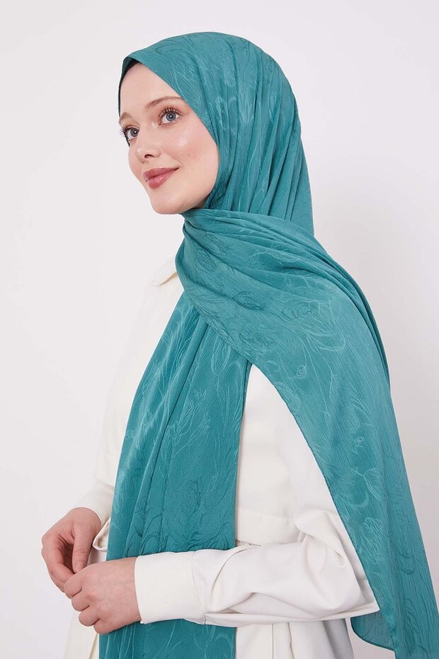Mint Green Abstract Tulip Pattern Jacquard Capri Shawl