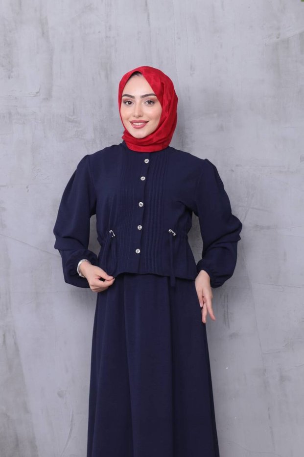 Women's Waist Adjustable Ayrobin Fabric Shirt Skirt Double Hijab Suit