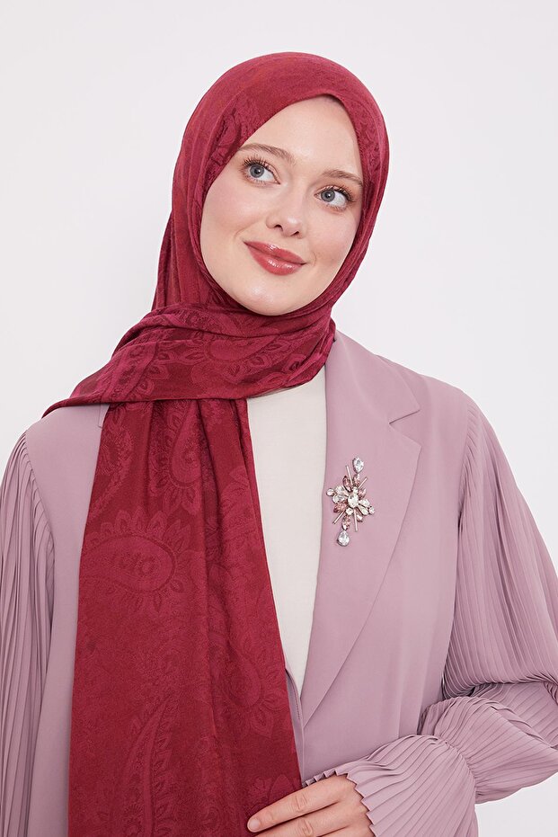 Cherry Ethnic Pattern Italian Jacquard Shawl