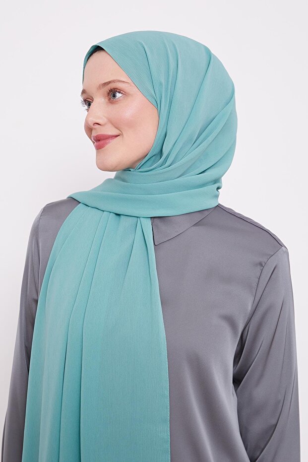 Water Green Crinkle Plain Shawl