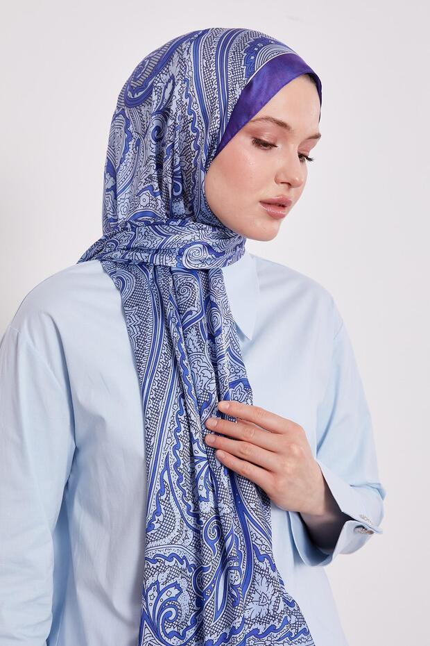 Saks Sarmal Hint İpeği Şal - 2