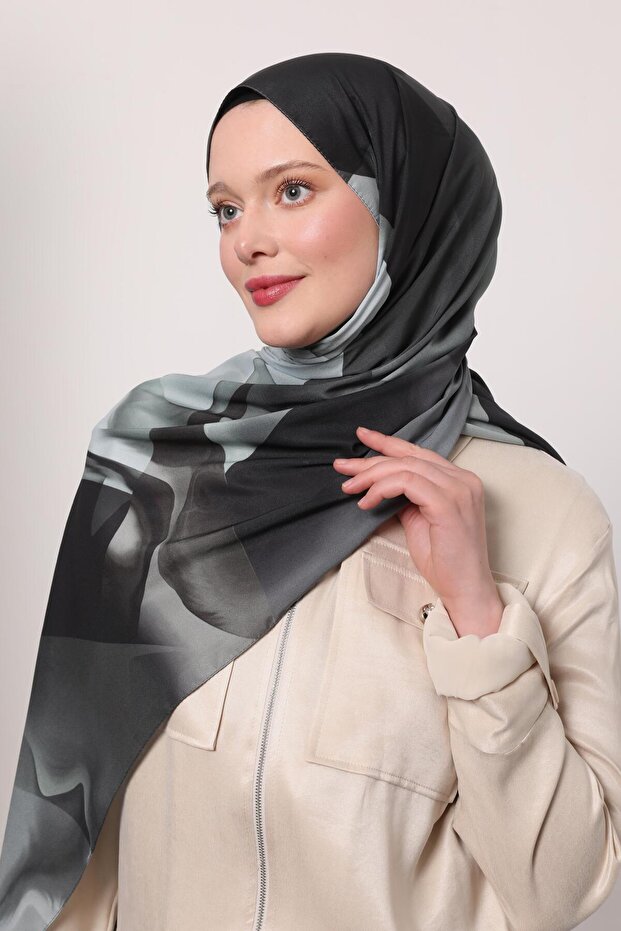 شال الحب بنمط تجريدي باللون الأخضر النعناعي - 1