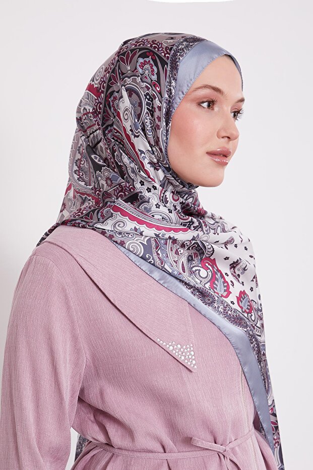 Silver Mixed Desenal Indian Silk Shawl