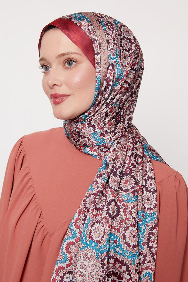 Red Tie Dye Pattern Indian Silk Shawl