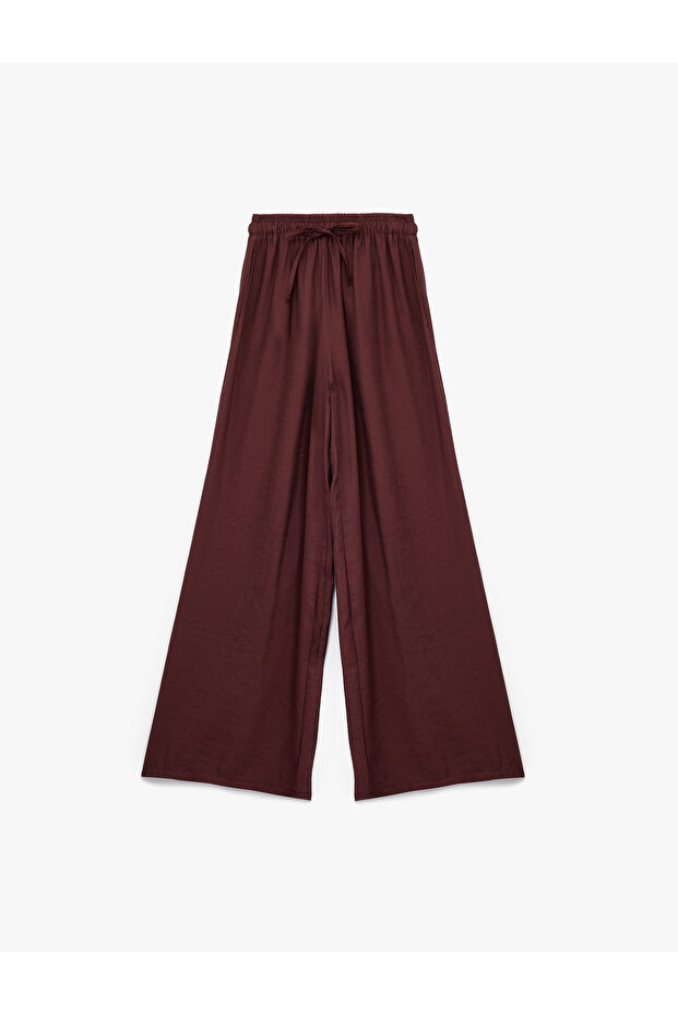 Modal Pocket Detailed Elastic Waist Lace up Loose Trousers