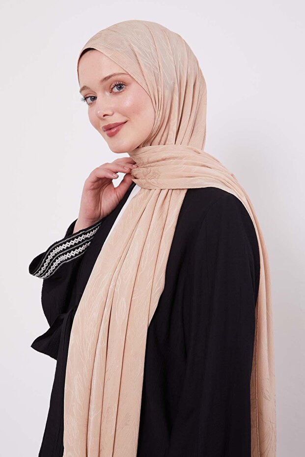 Cappuccino Abstract Tulip Pattern Jacquard Capri Shawl