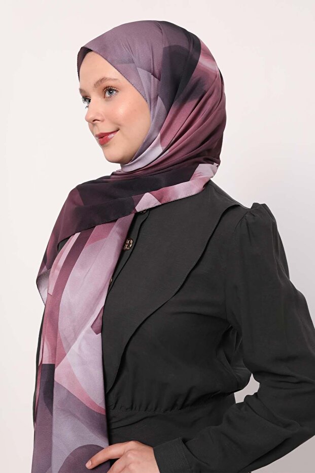 شال الحب بنمط تجريدي بنفسجي - 3