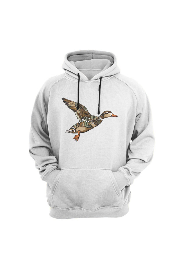 Hunting Hunter Camouflage Pattern Duck Printed 3 Thread Thick Hooded Kangaroo Pocket Sweatshirt